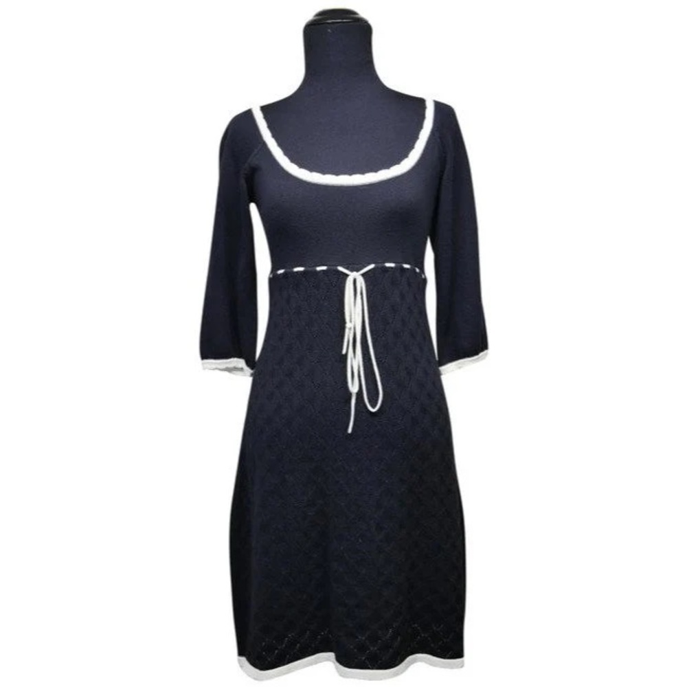 My Michelle Black/Cream Dress Eyelet Scalloped Knit Dress Size S